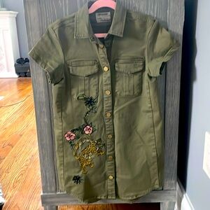 Zadig Voltaire kids - green dress with embroidered detail